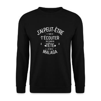 Dans ma Tête je suis à Malaga - Sweat-shirt Unisexe - noir - Devant - Alina (178cm) & Michal (187cm)