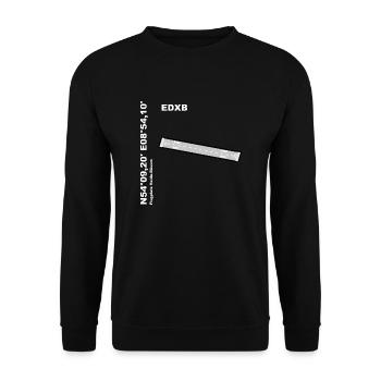 Flugplatz EDXB Design mit Namen und Koordinaten - Unisex Pullover - Schwarz - Vorne - Alina (178cm) & Michal (187cm)