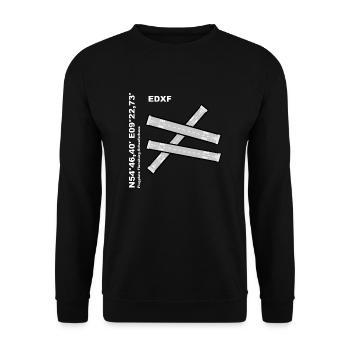 Flugplatz EDXF Design mit Namen und Koordinaten - Unisex Pullover - Schwarz - Vorne - Alina (178cm) & Michal (187cm)
