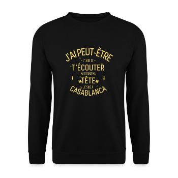 Dans ma Tête je suis En à Casablanca - Sweat-shirt Unisexe - noir - Devant - Alina (178cm) & Michal (187cm)