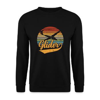 Retro Planer Glider Soaring Aircraft Pilot - Unisex Pullover - Schwarz - Vorne - Alina (178cm) & Michal (187cm)