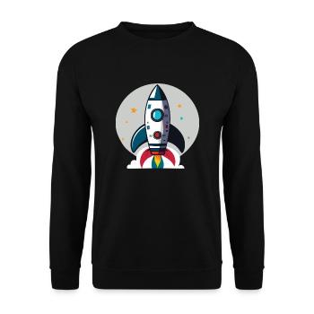 Illustration einer Rakete - Unisex Pullover - Schwarz - Vorne - Alina (178cm) & Michal (187cm)