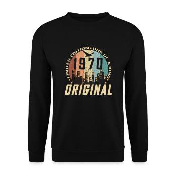 Vintage Décembre 1970 Cadeau d Anniversaire 54 ans - Sweat-shirt Unisexe - noir - Devant - Alina (178cm) & Michal (187cm)