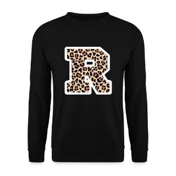 Letter R Leopard Pattern - Birthday Gift Idea - Unisex Sweatshirt - black - Front - Alina (178cm) & Michal (187cm)