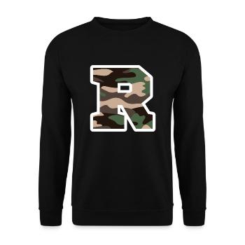 lettre R camouflage militaire-idée cadeau - Sweat-shirt Unisexe - noir - Devant - Alina (178cm) & Michal (187cm)