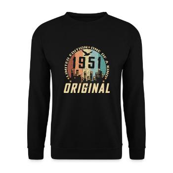 Vintage Décembre 1951 Cadeau d Anniversaire 73 ans - Sweat-shirt Unisexe - noir - Devant - Alina (178cm) & Michal (187cm)