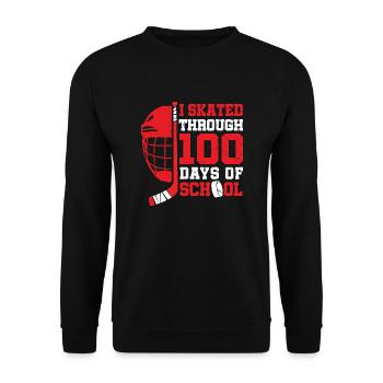 Ich bin 100 Tage Schuleishockey gelaufen - Unisex Pullover - Schwarz - Vorne - Alina (178cm) & Michal (187cm)