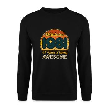 Born in 1981 - Vintage 1981 Birthday Retro - Unisex Sweatshirt - black - Front - Alina (178cm) & Michal (187cm)