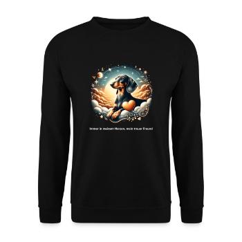 Rainbow Bridge Dachshund Commemoration - Unisex Sweatshirt - black - Front - Alina (178cm) & Michal (187cm)