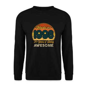 Geboren 1998 – Vintage 1998 Geburtstag Retro - Unisex Pullover - Schwarz - Vorne - Alina (178cm) & Michal (187cm)