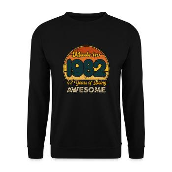 Geboren 1982 – Vintage 1982 Geburtstag Retro - Unisex Pullover - Schwarz - Vorne - Alina (178cm) & Michal (187cm)