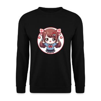 K = Pop Kid - Doigts de coeur - Sweat-shirt Unisexe - noir - Devant - Alina (178cm) & Michal (187cm)