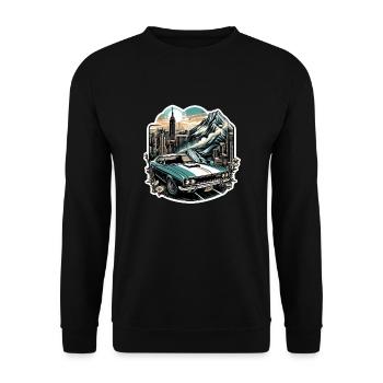 voiture vintage americaine et sportive - Sweat-shirt Unisexe - noir - Devant - Alina (178cm) & Michal (187cm)