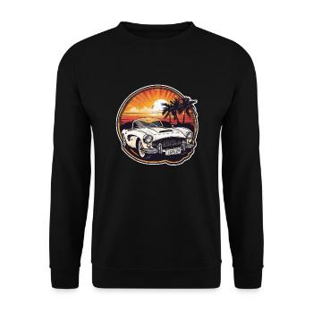 voiture vintage couché de soleil - Sweat-shirt Unisexe - noir - Devant - Alina (178cm) & Michal (187cm)