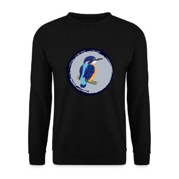 Nettes Design mit einem Eisvogel II - Unisex Pullover - Schwarz - Vorne - Alina (178cm) & Michal (187cm)