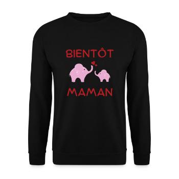 Bientôt maman - Sweat-shirt Unisexe - noir - Devant - Alina (178cm) & Michal (187cm)