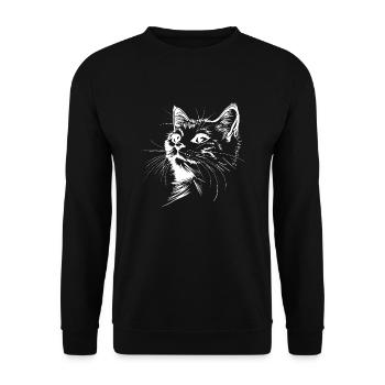 Chat, Motif De Chat, Visage De Chat - Sweat-shirt Unisexe - noir - Devant - Alina (178cm) & Michal (187cm)