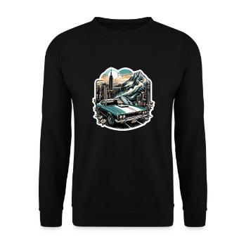 Vintage American and Sports Car - Unisex Sweatshirt - black - Front - Alina (178cm) & Michal (187cm)