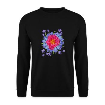 Rot blaue Blüten Vergißmeinnicht Bierzelt - Unisex Pullover - Schwarz - Vorne - Alina (178cm) & Michal (187cm)