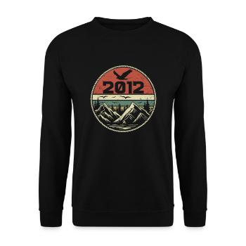 Jahrgang 2012 Klassik 2012 Retro 2012 Geschenk 2012 - Unisex Pullover - Schwarz - Vorne - Alina (178cm) & Michal (187cm)