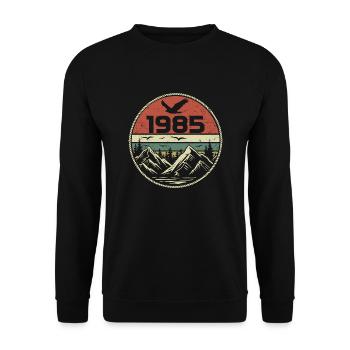 Jahrgang 1985 Klassisch 1985 Retro 1985 Geschenk 1985 - Unisex Pullover - Schwarz - Vorne - Alina (178cm) & Michal (187cm)