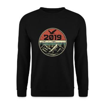 Vintage 2019 Classique 2019 rétro 2019 Cadeau 2019 - Sweat-shirt Unisexe - noir - Devant - Alina (178cm) & Michal (187cm)