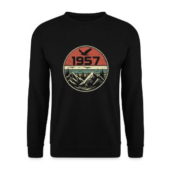 Jahrgang 1957 Klassisch 1957 Retro 1957 Geschenk 1957 - Unisex Pullover - Schwarz - Vorne - Alina (178cm) & Michal (187cm)