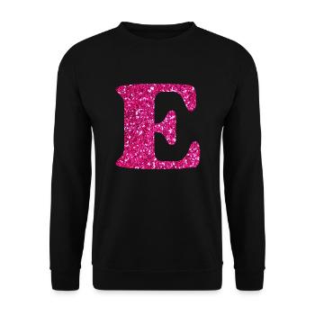 Buchstabe e rosa Glitzer - Unisex Pullover - Schwarz - Vorne - Alina (178cm) & Michal (187cm)
