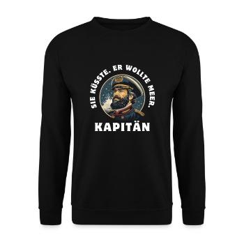 Kapitän Maritim Spruch - Unisex Pullover - Schwarz - Vorne - Alina (178cm) & Michal (187cm)