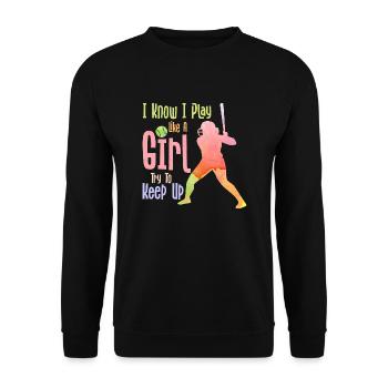 Je sais que je joue comme une fille et que j’essaie de suivre le rythme du baseball - Sweat-shirt Unisexe - noir - Devant - Alina (178cm) & Michal (187cm)