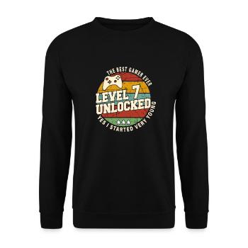 Original 2017 7th Anniversary Retro Geschenk - Unisex Pullover - Schwarz - Vorne - Alina (178cm) & Michal (187cm)