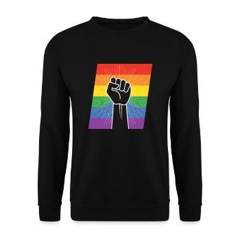 LGBTQ Rights Fist - Unisex Pullover - Schwarz - Vorne - Alina (178cm) & Michal (187cm)