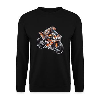 SPORTLICHES MOTORRAD-LOGO - Unisex Pullover - Schwarz - Vorne - Alina (178cm) & Michal (187cm)
