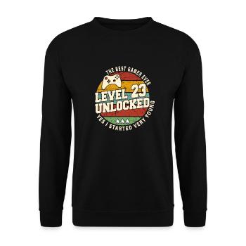 Original 2001 23rd Anniversary Retro Gift - Unisex Sweatshirt - black - Front - Alina (178cm) & Michal (187cm)