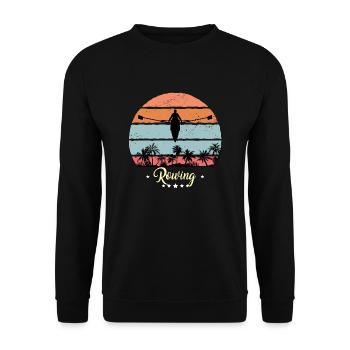 Kayak Aviron Vintage Rétro Sunset Sports - Sweat-shirt Unisexe - noir - Devant - Alina (178cm) & Michal (187cm)