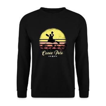 Kanu Polo Ruderer Vintage Retro Sonnenuntergang - Unisex Pullover - Schwarz - Vorne - Alina (178cm) & Michal (187cm)