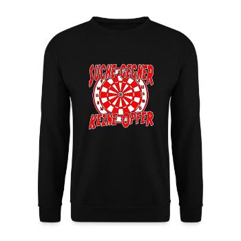 Dartscheibe - Suche Gegner, keine Opfer - Unisex Pullover - Schwarz - Vorne - Alina (178cm) & Michal (187cm)