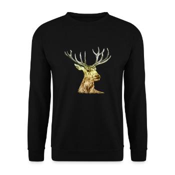 Hirsch - Unisex Pullover - Schwarz - Vorne - Alina (178cm) & Michal (187cm)