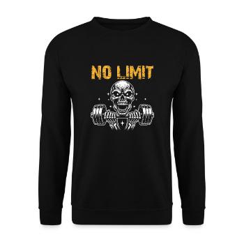 No Limit Hard Workout Skull with Dumbbell - Unisex Sweatshirt - black - Front - Alina (178cm) & Michal (187cm)