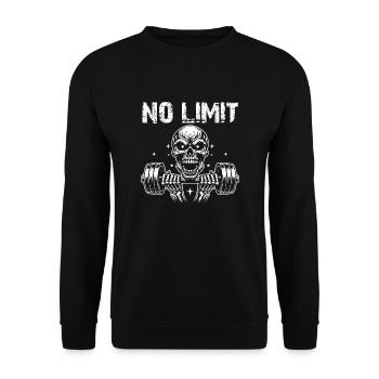 No Limit Hard Workout Skull with Dumbbell - Unisex Sweatshirt - black - Front - Alina (178cm) & Michal (187cm)