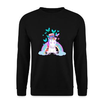 années 80 90 arc-en-ciel Licorne Licornes Vintage - Sweat-shirt Unisexe - noir - Devant - Alina (178cm) & Michal (187cm)
