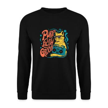 Purrfectly groovy - Unisex Sweatshirt - black - Front - Alina (178cm) & Michal (187cm)