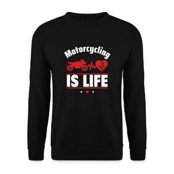Motorcycling is life, motorcycling - Unisex Sweatshirt - black - Front - Alina (178cm) & Michal (187cm)