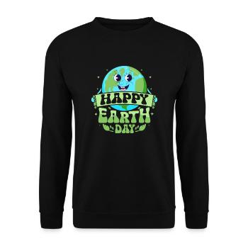 Happy Earth Day Planet Environmental - Unisex Sweatshirt - black - Front - Alina (178cm) & Michal (187cm)