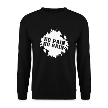no pain no gain klecks - Unisex Pullover - Schwarz - Vorne - Alina (178cm) & Michal (187cm)