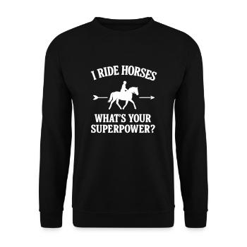 Ich reite Pferde Vatertag Muttertag Humor - Unisex Pullover - Schwarz - Vorne - Alina (178cm) & Michal (187cm)