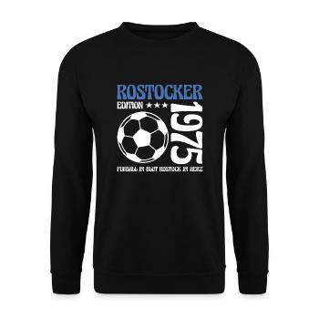Rostocker Geburtstag 1975 Fußball Geschenk - Unisex Pullover - Schwarz - Vorne - Alina (178cm) & Michal (187cm)