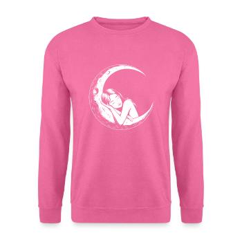 Sommeil lunaire : femme rêvante dans le croissant de lune - Sweat-shirt Unisexe - rose - Devant