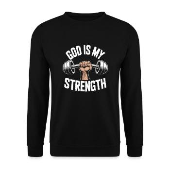 God is my strength! Believing Christian Jesus - Unisex Sweatshirt - black - Front - Alina (178cm) & Michal (187cm)