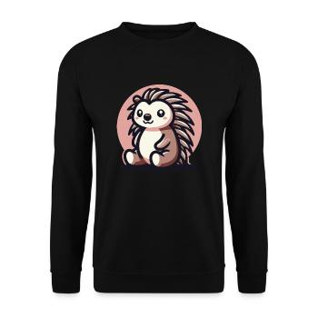 Hérisson fond rose - Sweat-shirt Unisexe - noir - Devant - Alina (178cm) & Michal (187cm)